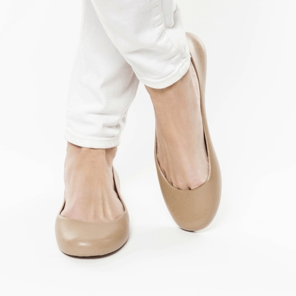 NY&C Top Stitched Faux Leather Ballet Flats Nude 8